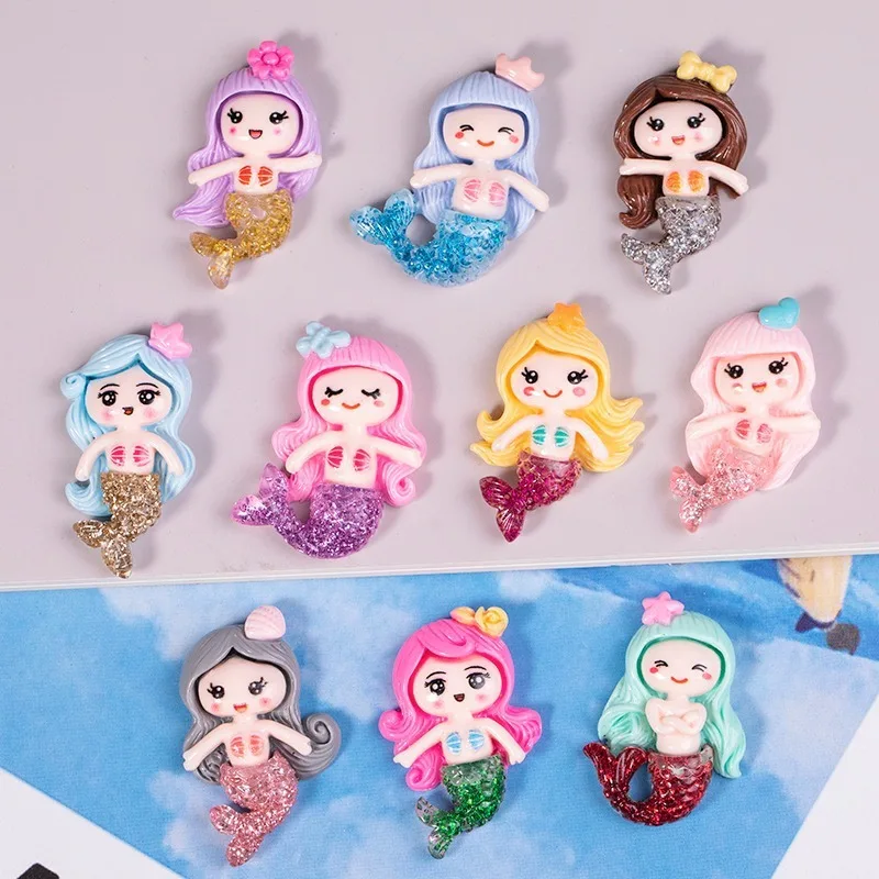 

Cute Mermaid Princess Resin Flatback Cabochons Charms For Scrapbooking DIY Jewelry Making Supply Arts Decoration Accessories