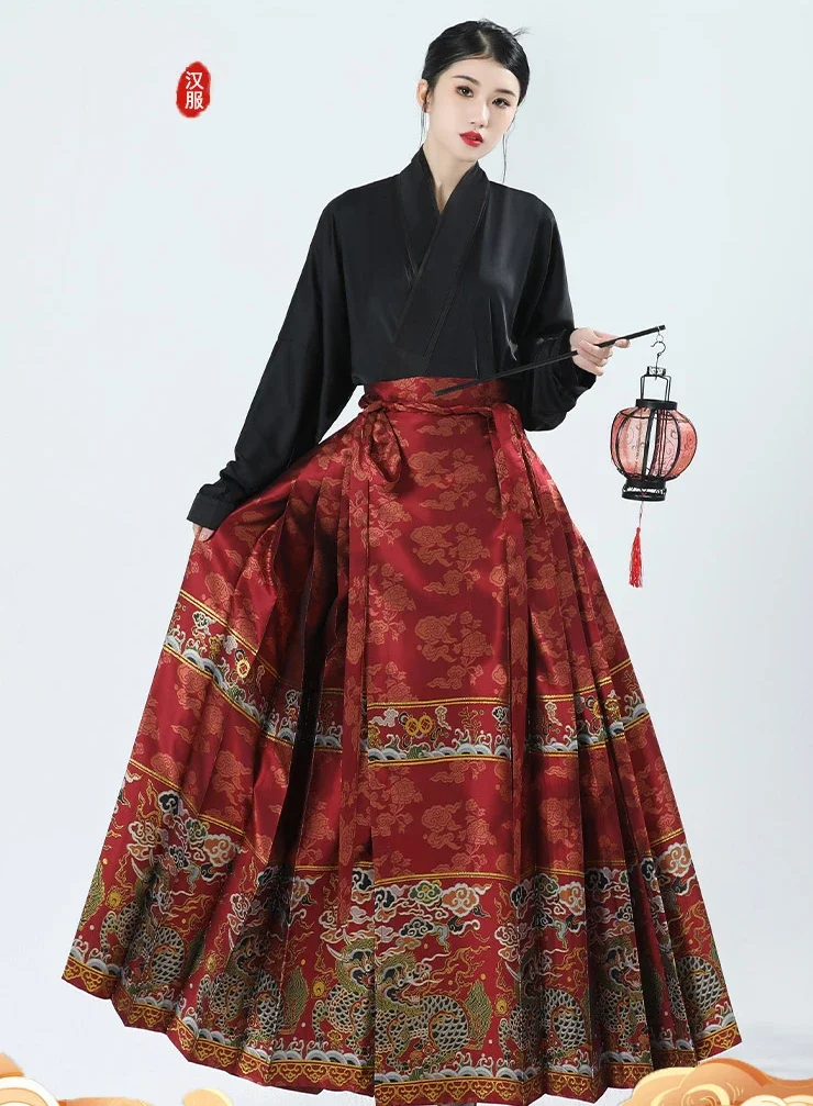 

Hanfu Women's Original Ming Dynasty Ancient Folk Dance Chinese Traditional Hanfu Women's Hanfu Horse Face Skirt Stage Costume