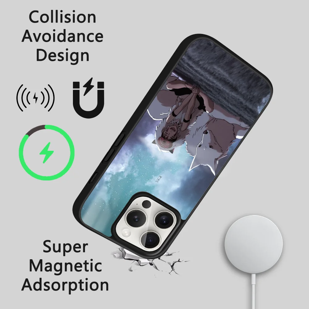 Чехол для телефона с изображением аниме P-Princess M-Mononoke iPhone 16 15 14 13 12 11 Pro Max Plus Mini Magsafe