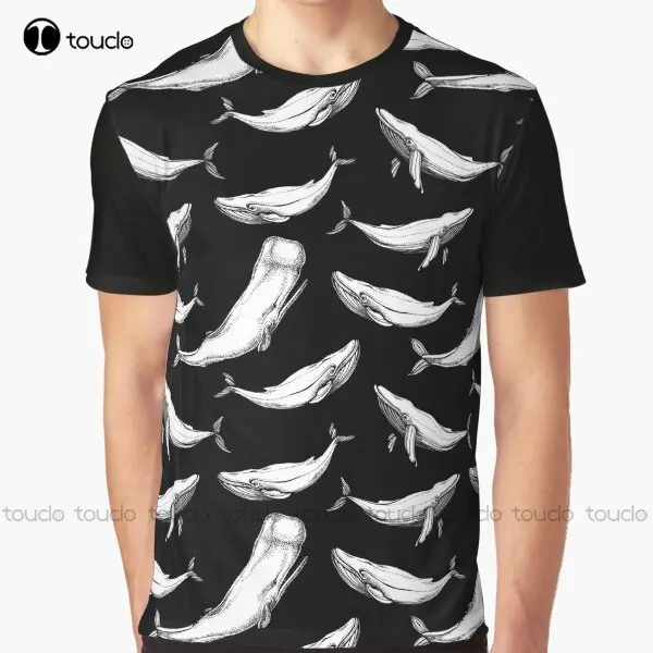 

Whales In Black Graphic T-Shirt Custom Aldult Teen Unisex Digital Printing Tee Shirts Custom Gift Xxs-5Xl Streetwear