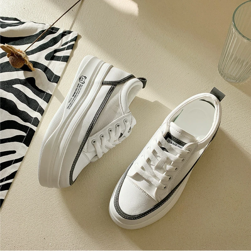 

Women's Shoes Sports Flat Platform Shoes lace up women's shoes Small White Shoes Casual Board Shoes Thick soled waterproof shoes