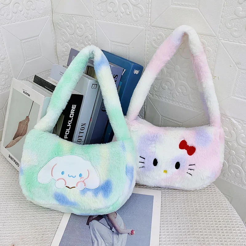 

2023 Kawaii Sanrio плюшевая сумка Hellokitty Cinnamoroll Mymelody Kuromi Мультфильм Аниме Сумка через плечо Портативная сумка для хранения игрушка подарок