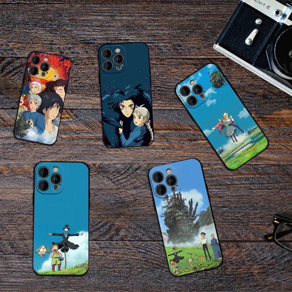MINISO H-Howls M-Moving Castle Anime Phone Case For Samsung S23 S22 ULTRA A22 A71 Black Soft Silicone Cover