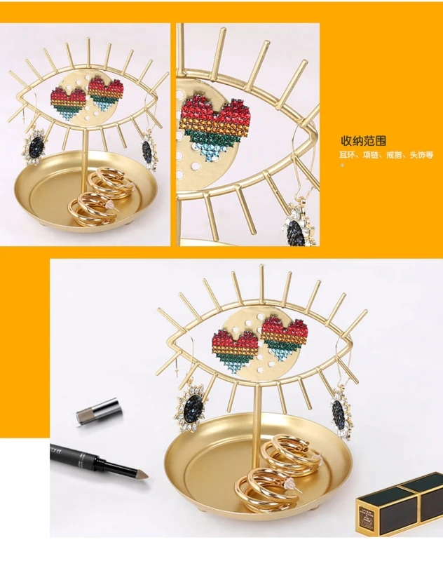 

N58F Vintage Jewelry Tree Organizer Box Necklace and Earrings Ring Tree Stand Display Charm Eye Jewelry Stand Great Gift