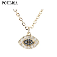 poulisa trendy cubic zircon devil eye pendants necklaces for women party jewelry classic gold color plated fashion necklaces