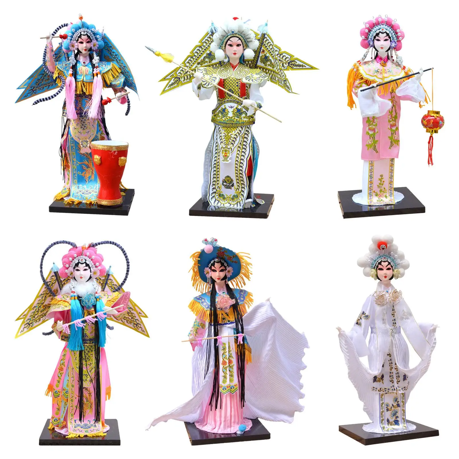 

Peking Opera Characters Chinese Style Statue Figurines Decor Sculpture for Bookshelf Housewarming Living Room Office Cabinet