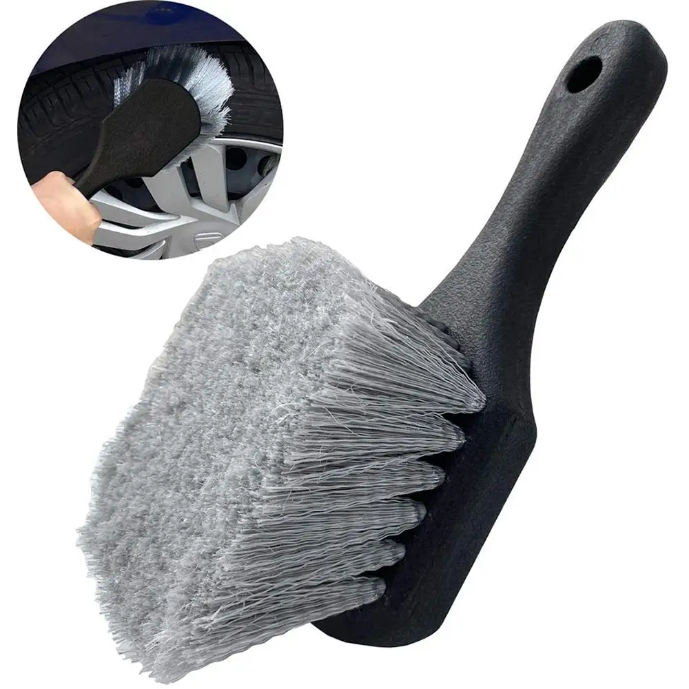 

1pc Car Tire Brush Harmless Car Wheel Rim Hub Cleaning Brush Detail Brush Car Wash Maintenance Short Handle Soft Fur Brush