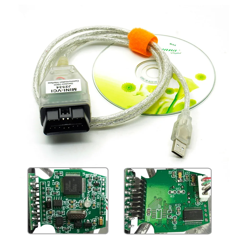 Диагностический кабель V15.00028 V16.00.017 MINI VCI J2534 для автомобилей Toyota OBD Автомобильный