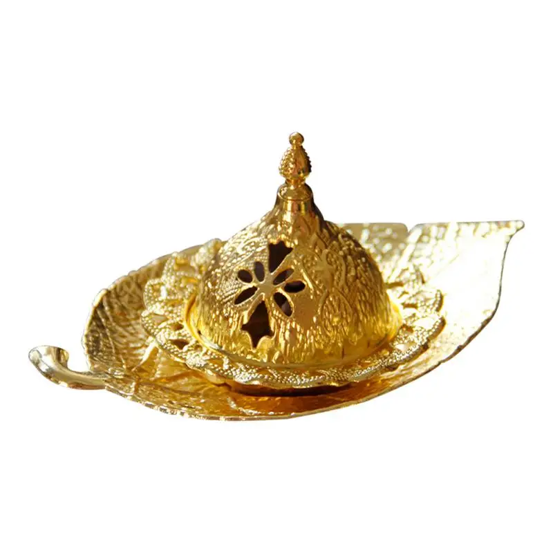 

Ramadan Golden Metal Handheld Middle Eastern Arab Incense Burner European Leaf Tray Aroma Home Decoration Aromatherapy Burner