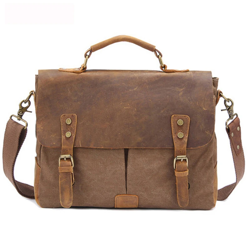 

Vintage Satchel Leisure Men Crossbody Canvas Bags Briefcase Handbag Bag Leather Bag Men Shoulder Messenger Bag Leather Tote +