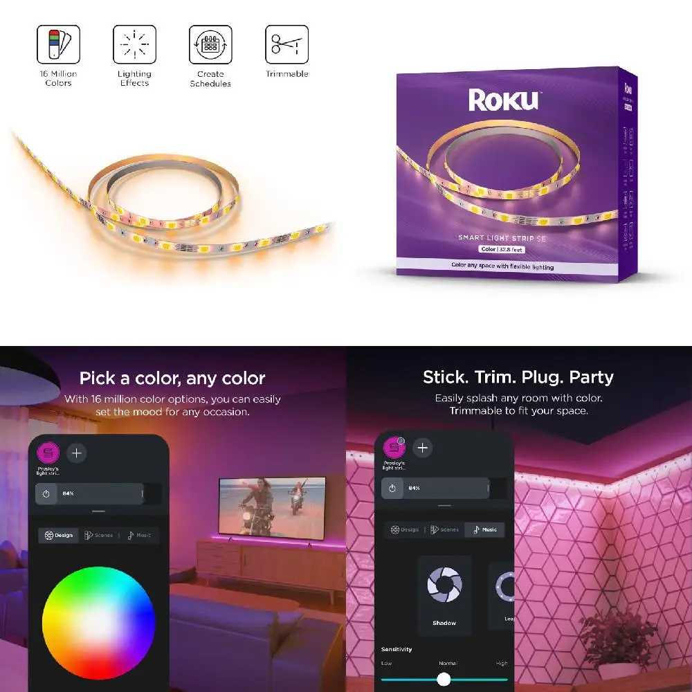 

"Perfectly Customizable 32.8ft White Light Strip with 16M Colour Options for Creating Any Room Ambiance"