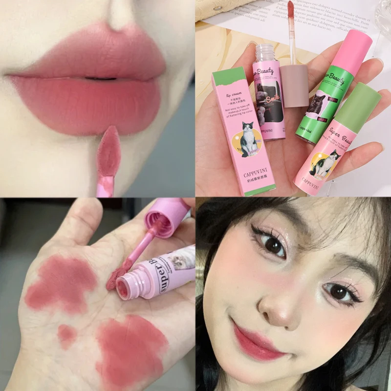 

Waterproof Matte Lip Gloss Velvet Milk Cake Non Sticky Lip Mud Creamy Texture Mist Liquid Lipstick Lips Makeup Cosmetic 9 Color