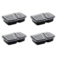 20pcs 1000ml disposable meal prep containers 2 compartment food storage box microwave safe lunch boxes black with lid