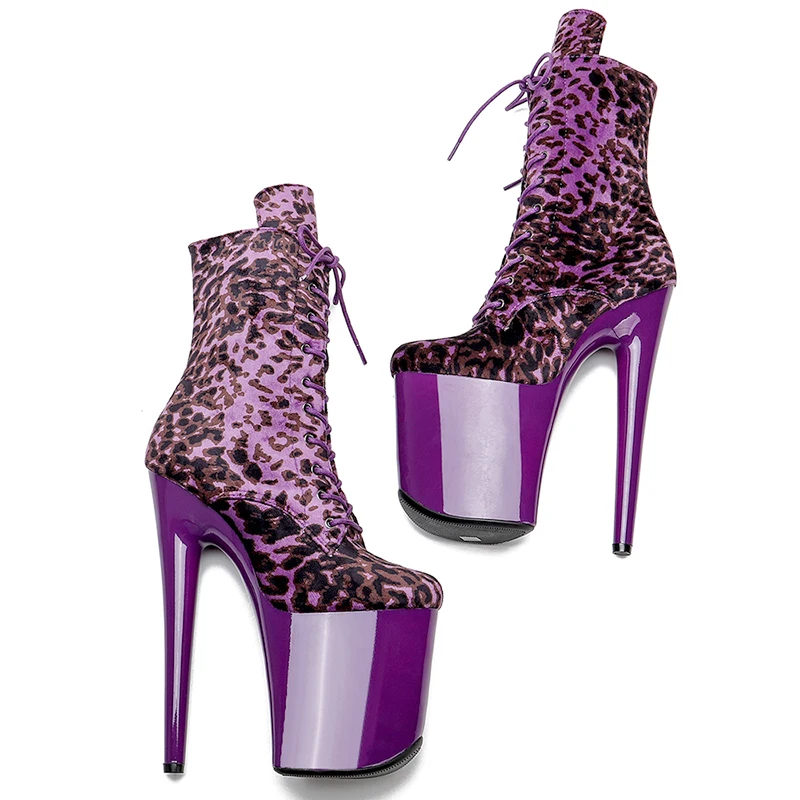 Leecabe  20CM/8inches leopard upper ,   evening pole dancing stiletto heels,  High Heel platform Pole Dance boot