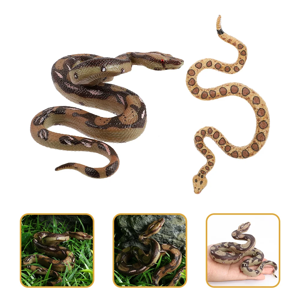 

2 Pcs Artificial Snake Adult-toys Fake Keep Birds Realistic Lifelike Animal Simulation Plastic Model Child