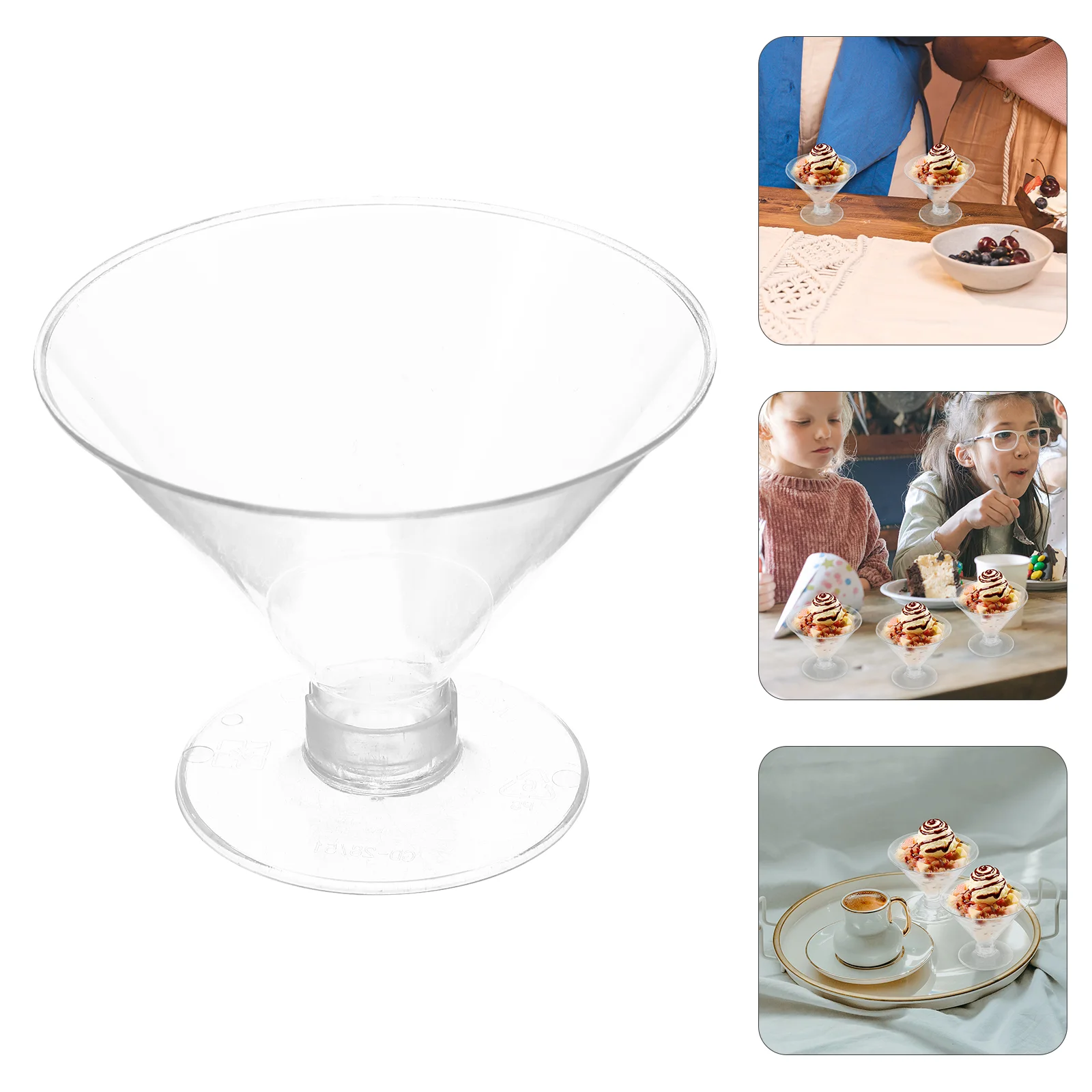 

25Pcs Transparent Dessert Cup Uncovered Ice Cream Holder Shake Serving Cup