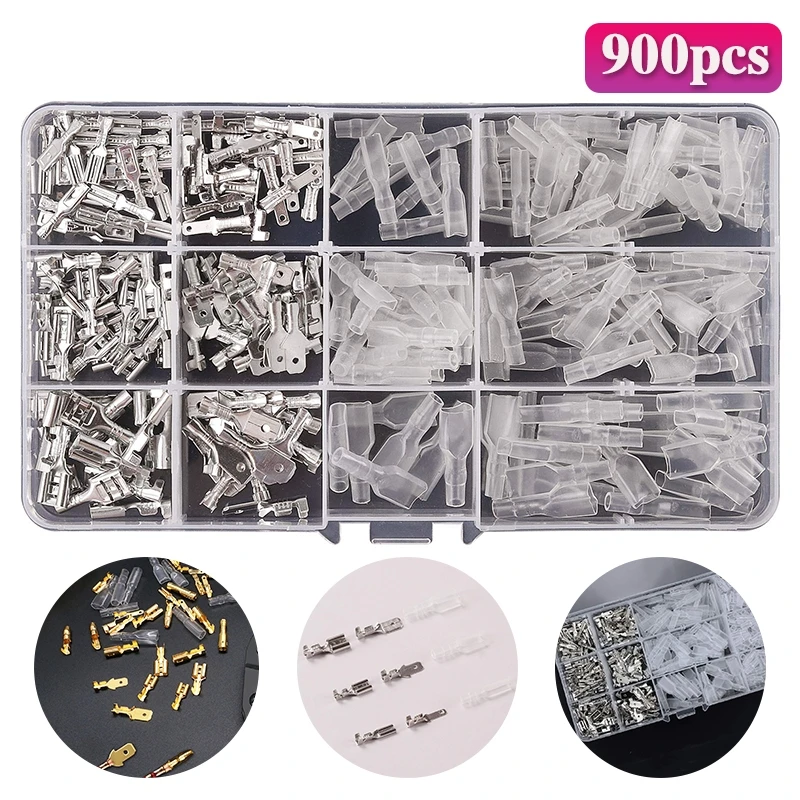 

1050Pcs Boxed Terminal Connector Cold Pressed O/U Crimp Terminal Copper Wiring 2.8-6.3mm Wire Connector Cable Termination Plier