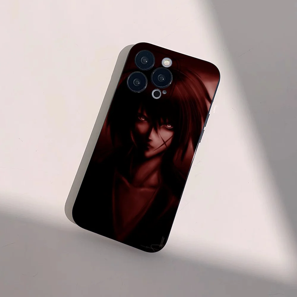 Чехол для телефона с аниме Rurouni Kenshin IPhone 11 12 13 14 15 16 Mini Plus Pro Max силиконовый черный