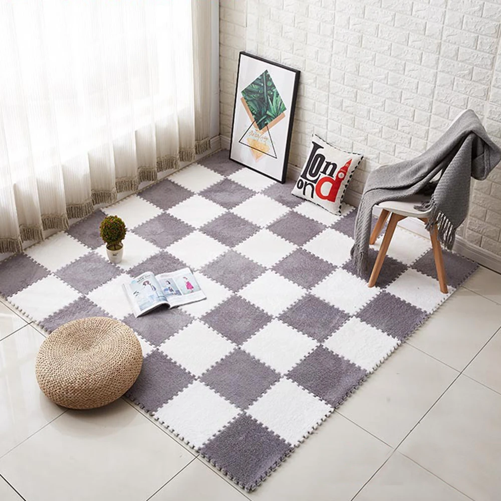 

30X30cm DIY Jigsaw Shaggy Carpet Living Room Bedroom Soft Floor Area Rug Children Kids Magic Patchwork Plush Mat Baby Play mat