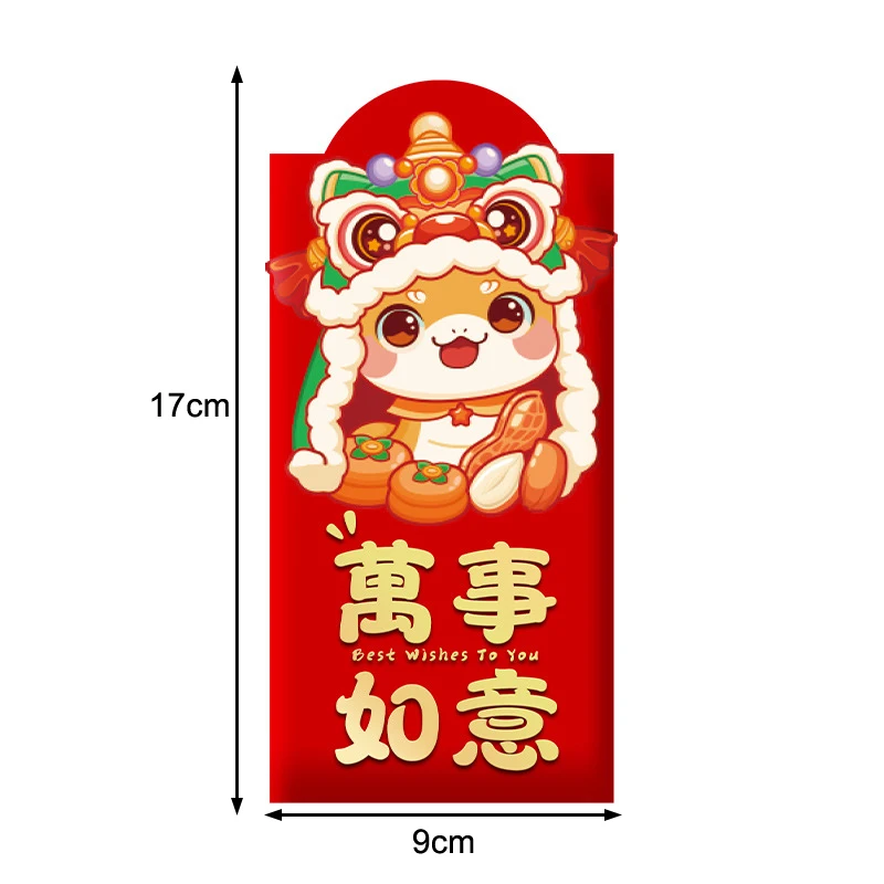 6 шт./компл. 2025 змея новогодние красные конверты красный пакет мультфильм милая