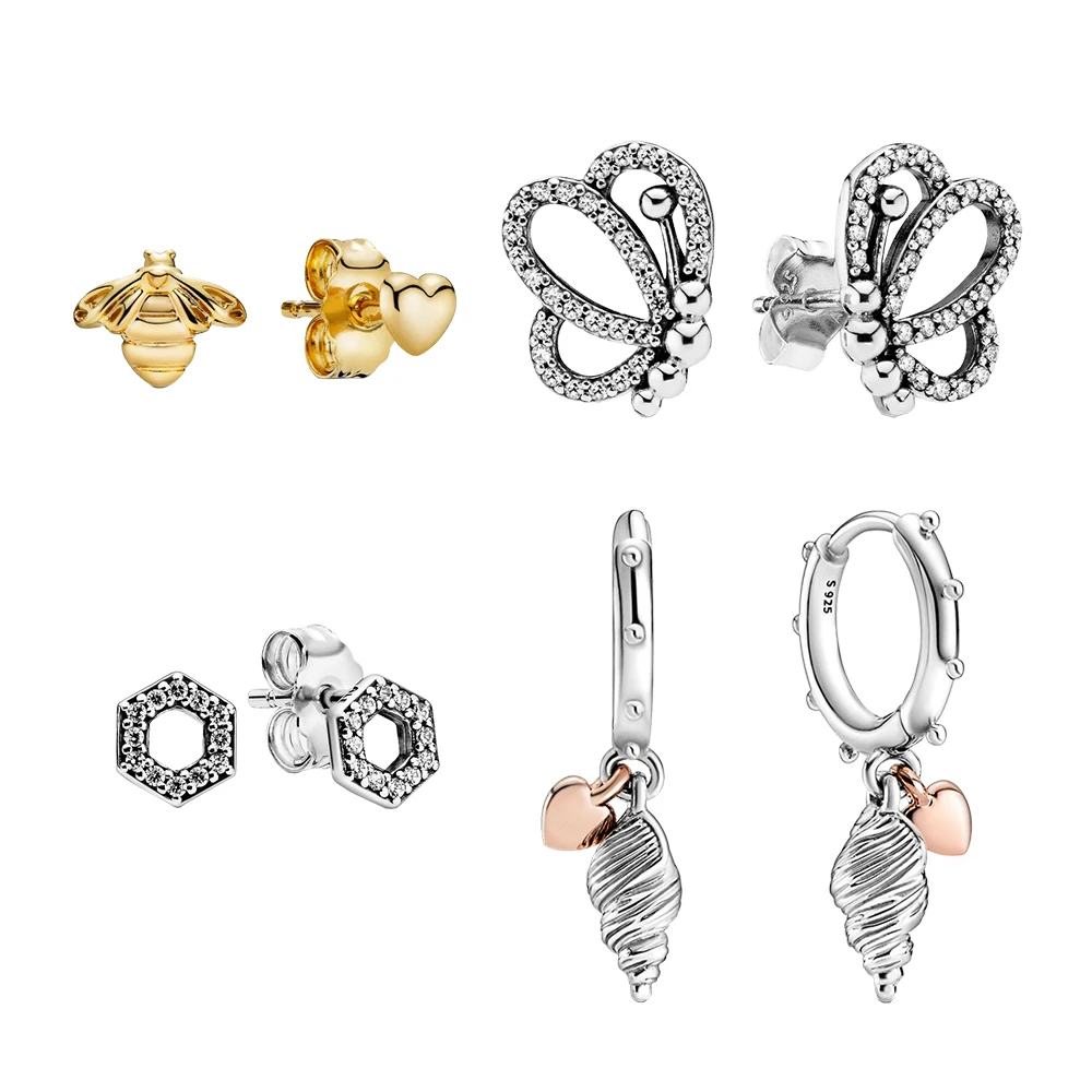 

925 Sterling Silver Openwork Butterfly Earring fit Pandora for Women Trendy Jewelry Birthday Gift