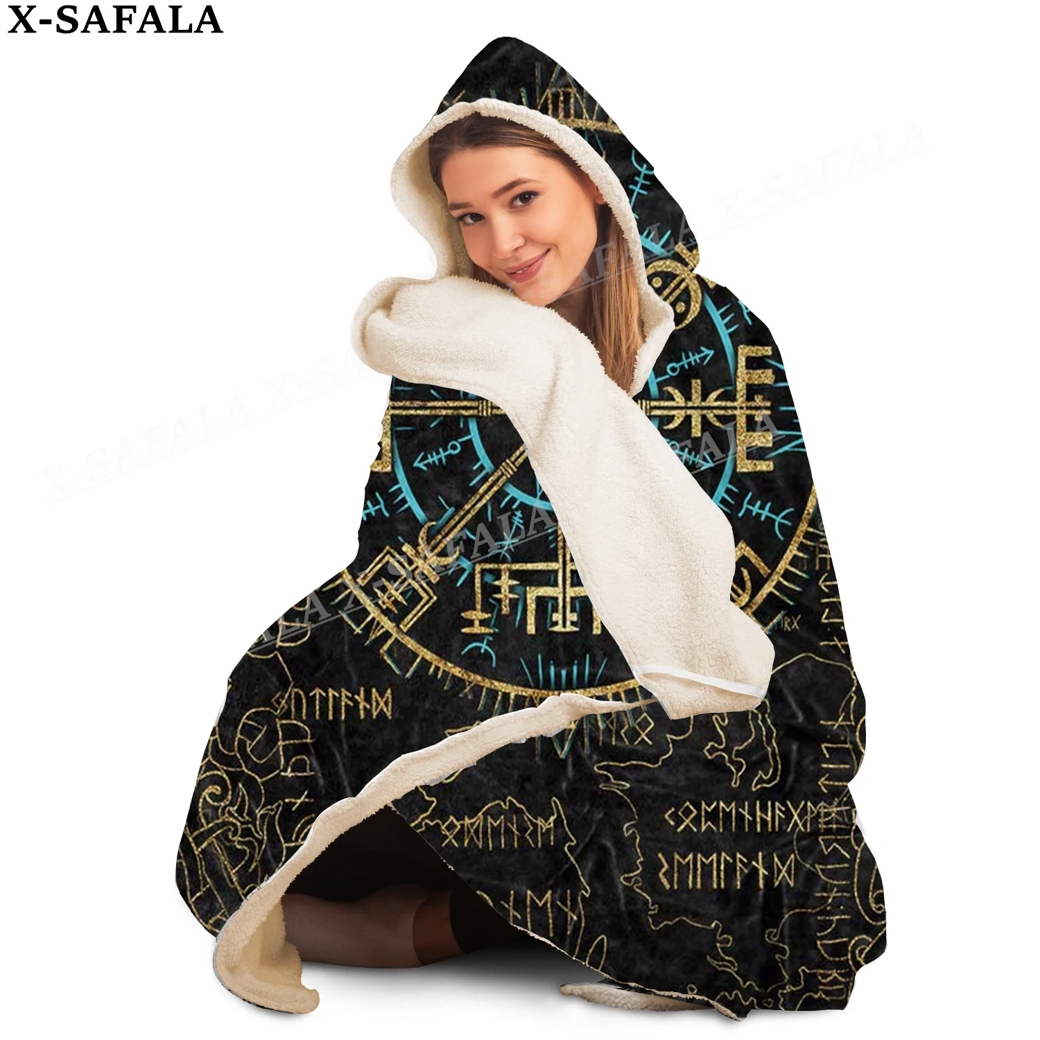 Скандинавская мифология вегвизир принт викингов пальто с капюшоном одеяло халат