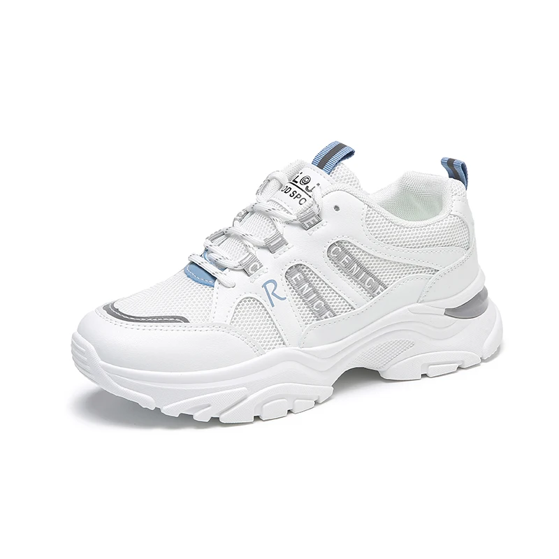 

Кроссовки женские массивные, на шнуровке, Повседневная модная обувь для бега, теннисные туфли на платформе, белые