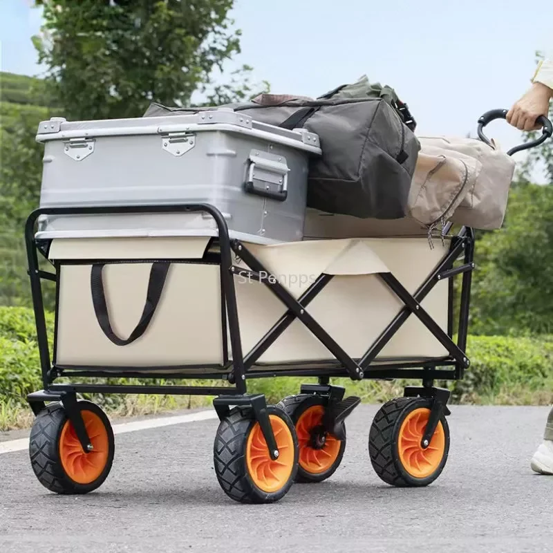 

Outdoor Camp Trolley Picnic Foldable Camping Trolley Table Board Camping Trailer Portable Grocery Shopping Trolley Hiking Cart