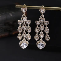european heavy dangle earring industry long love tassels eardrop of zircon earrings luxury love tassel pendant earrings