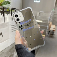 cute simple dot makeup mirror clear phone case for iphone 13 11 12 pro x xr xs max mini 7 8plus fashion shockproof cartoon cover