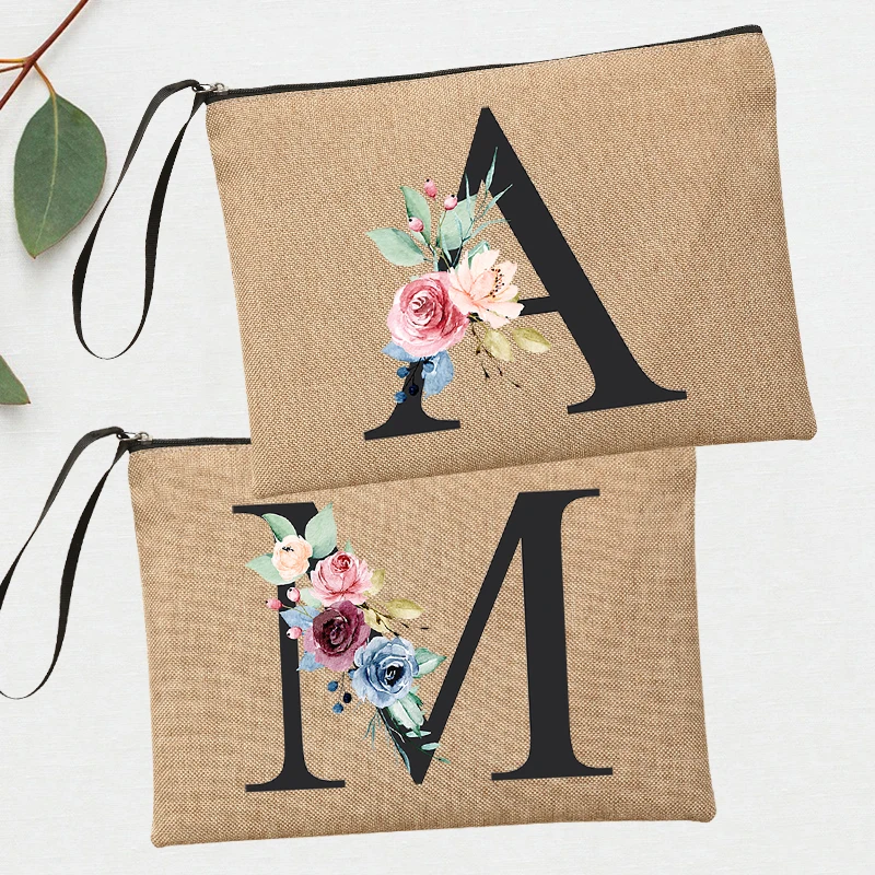 Сustom Initial Summer Bag New Flower Letter Bolsa Bridesmaid Gift Feminina Clutch Bag Holiday Organizer Case Bachelorette Clutch