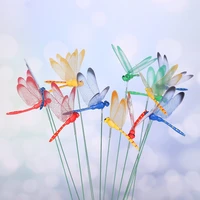 5pcs simulation butterfly thin stick artificial dragonfly with stem yard lawn ornament creative handicraft 3d butterfly figurine