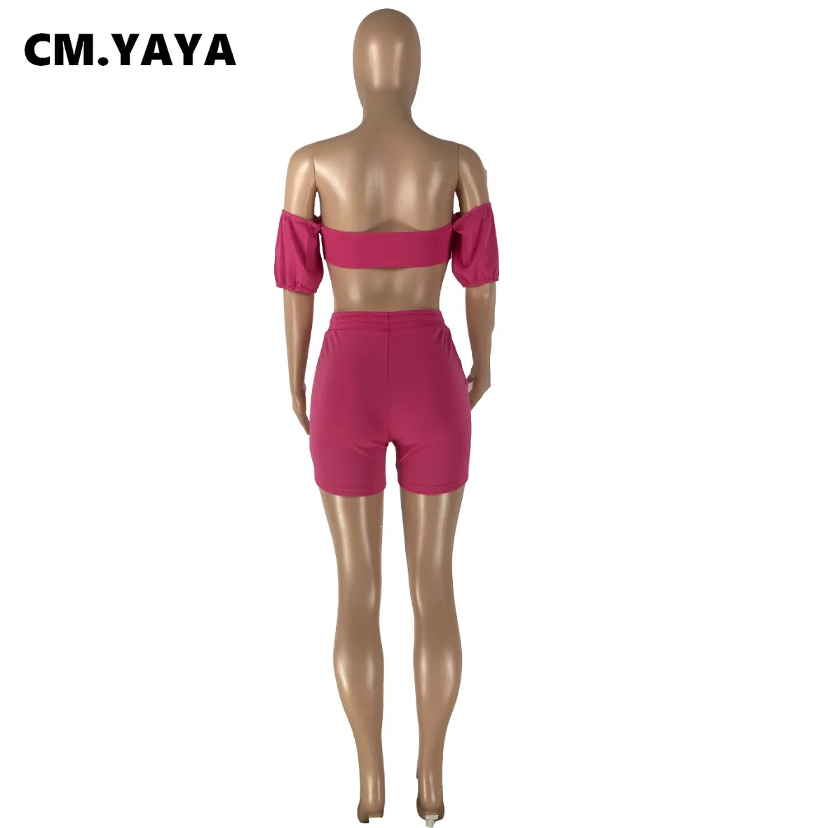 Женский спортивный костюм CM.YAYA Active комплект из двух предметов короткий топ на