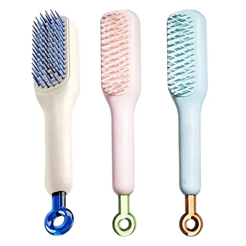 Портативная самоочищающаяся щетка для волос удобная выдвижная массажная