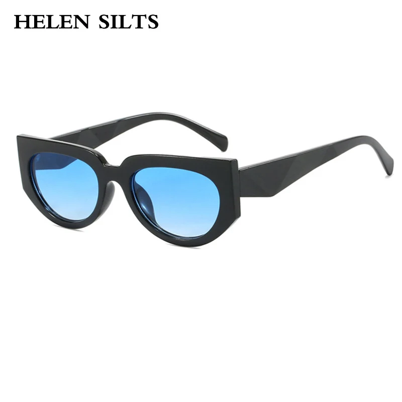 Мужские и женские винтажные синие овальные солнцезащитные очки UV400