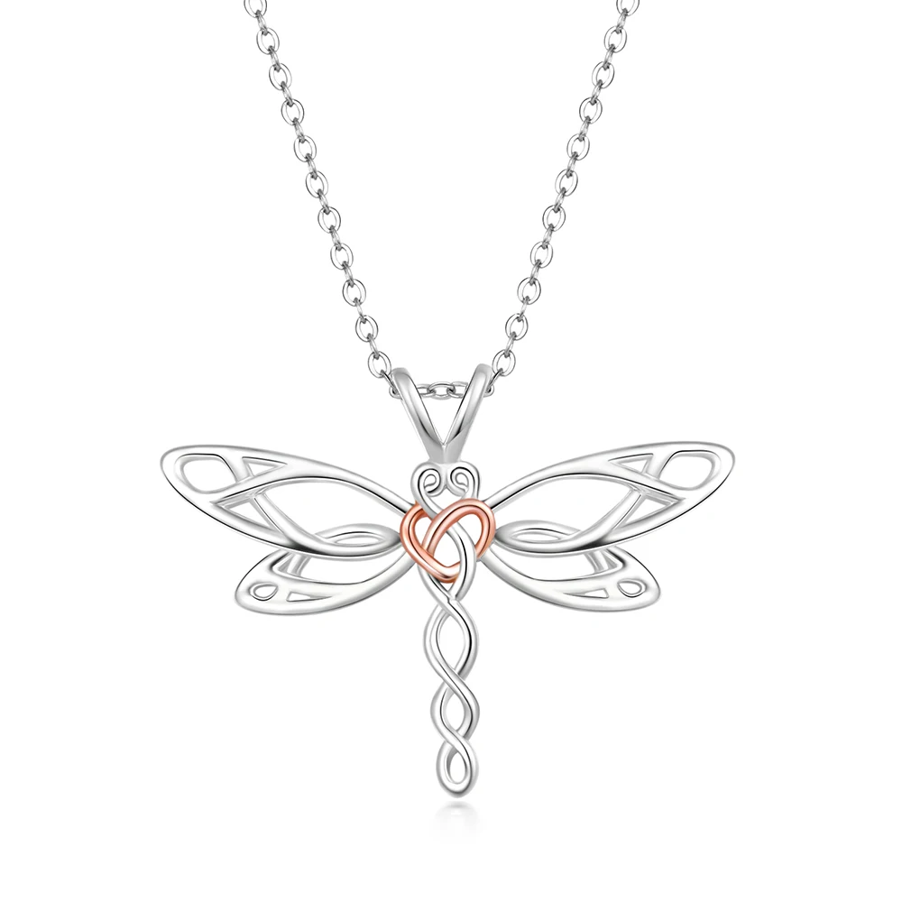 

Copper Drogonfly Necklace Lovely Animal Rose Gold Heart Pendant Fashion Christmas Mother Day Jewelry For Women Girl,Pet Lover