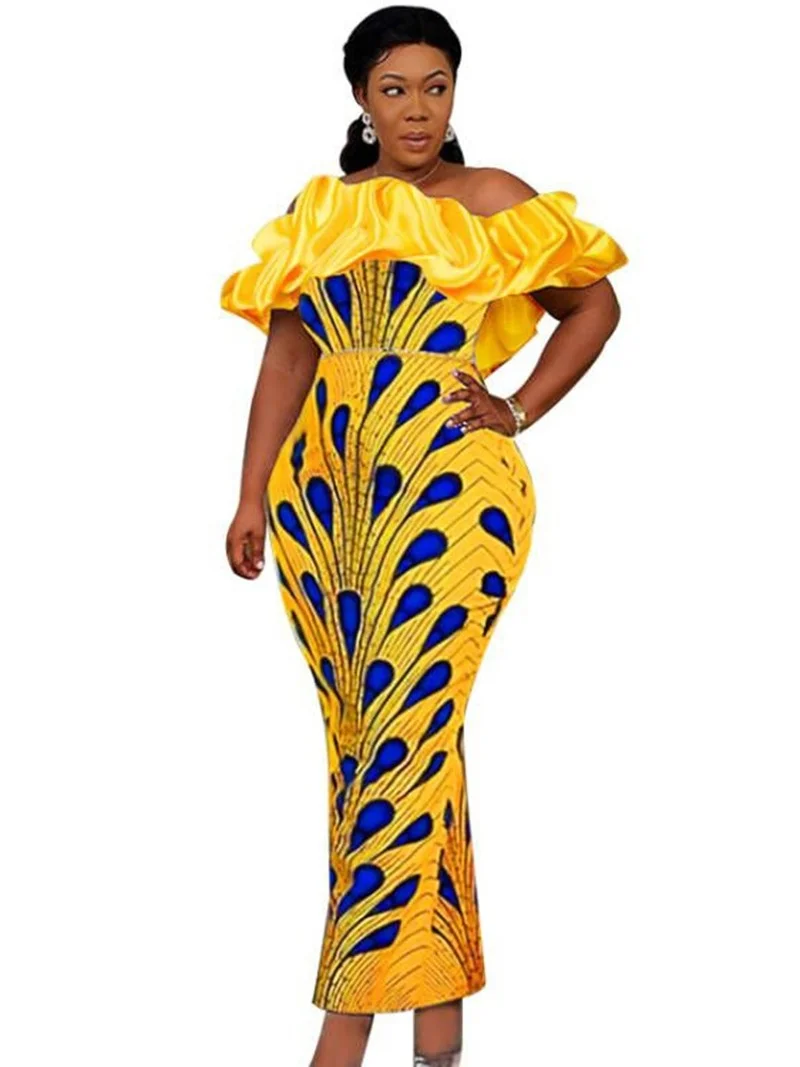 

Robes African Dresses Women Off The Shoulder Empire Dashiki Africa Clothing Summer Print Sexy Long African Party Dress Vestidos