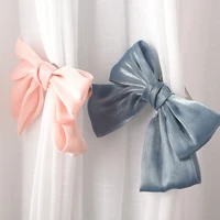 solid bowknot curtain buckle clip chiffon strap hanging curtain holders accessories home decor bow beads curtains clips tieback