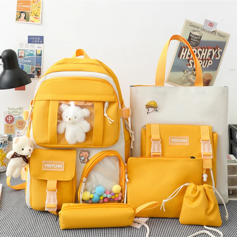 

Dropshipping 4pcs set kids japanese school bags for girls book bag school backpacks for children backpacks for teenagers boys