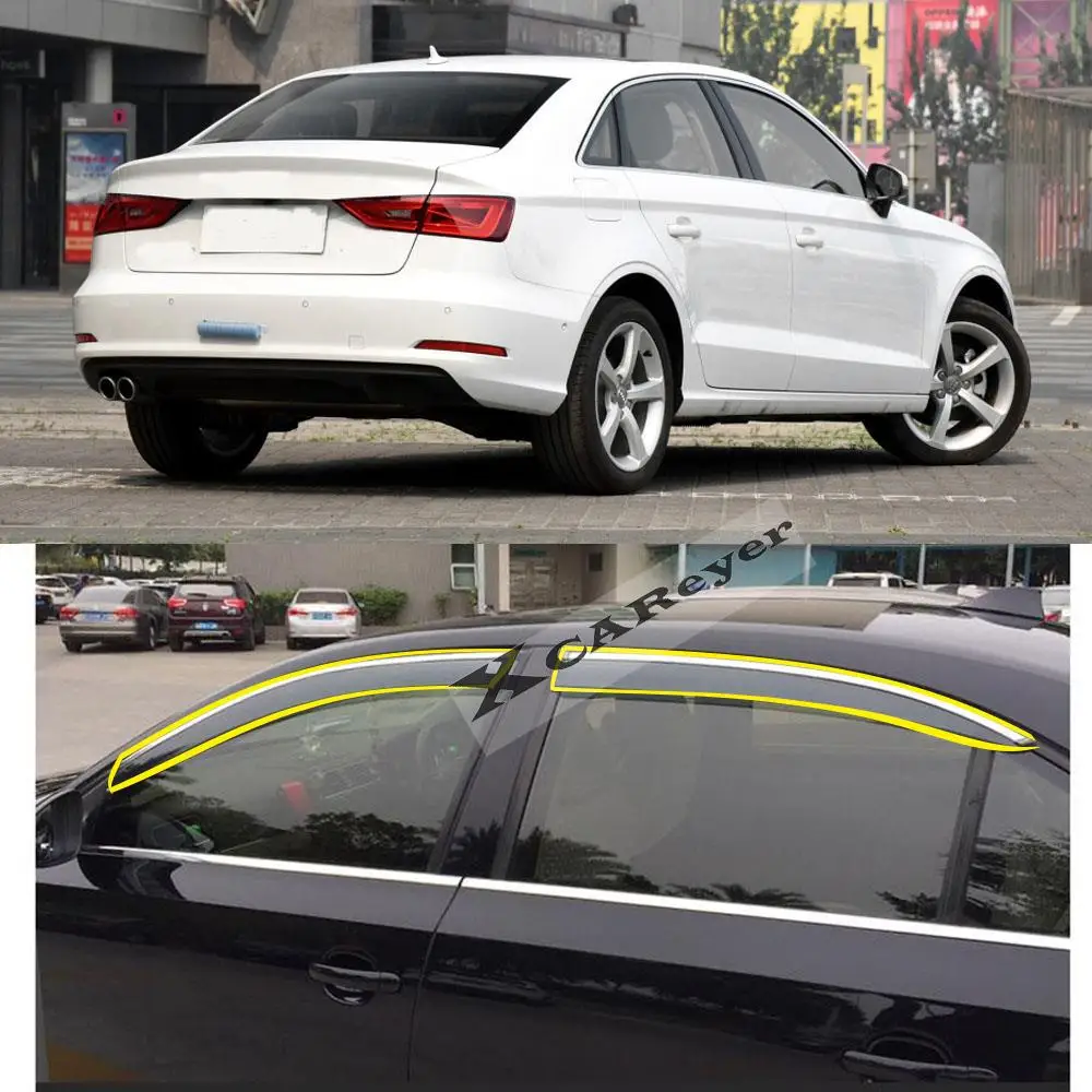 Car Body Styling Sticker Plastic Window Glass Wind Visor Rain/Sun Vent Parts For AUDI A3 Limousine 2013 2014 2015 2016 2017