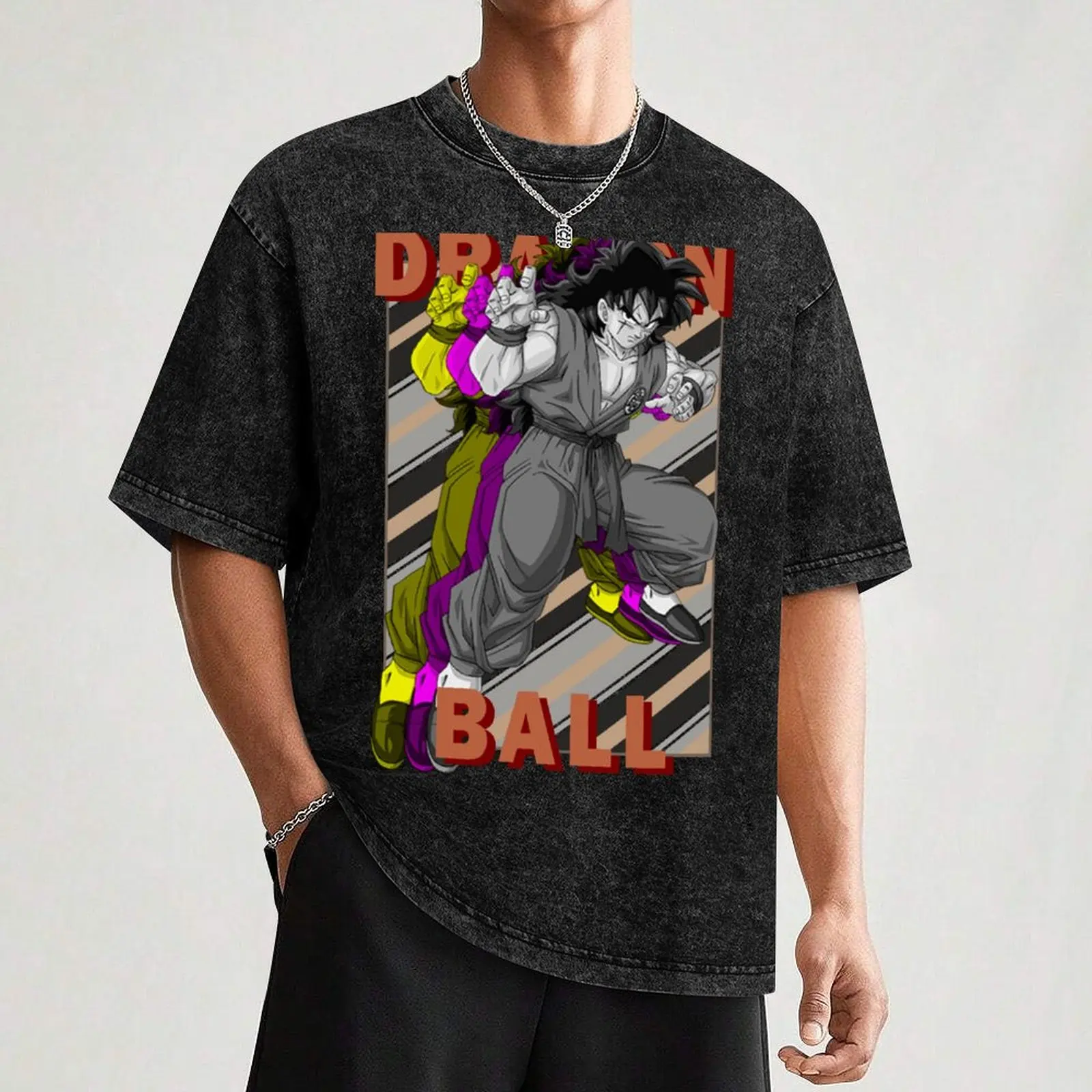 Фото Футболка Yamcha Rgb Glitch Design, футбольная футболка больших размеров, корейская модная футболка для мужчин №3