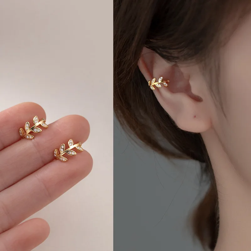 

Korean Version Ear Bone Clip Female Retro Gold Simple Geometry Gilded Leaf Temperament Natural Ear Accessories Wholesale