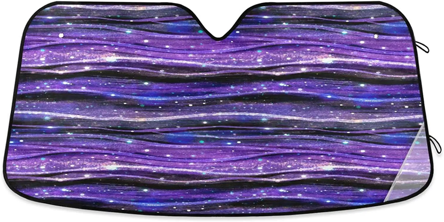 

Dussdil Car Windshield Sunshades Sparkle Purple Waves Sun Shade Reflective Block UV Rays Protector Keep Your Vehicle Cool Sun Vi