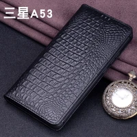 sales luxury lich genuine leather flip phone case for samsung galaxy a73 a53 5g real cowhide leather shell full cover pocket bag
