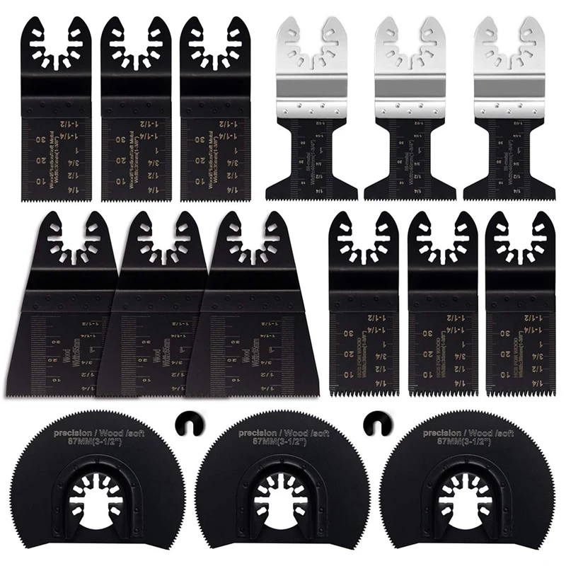 

Metal Wood Oscillating Multitool 15 Pcs Quick Release Saw Blades, Compatible With For Black And Skill .