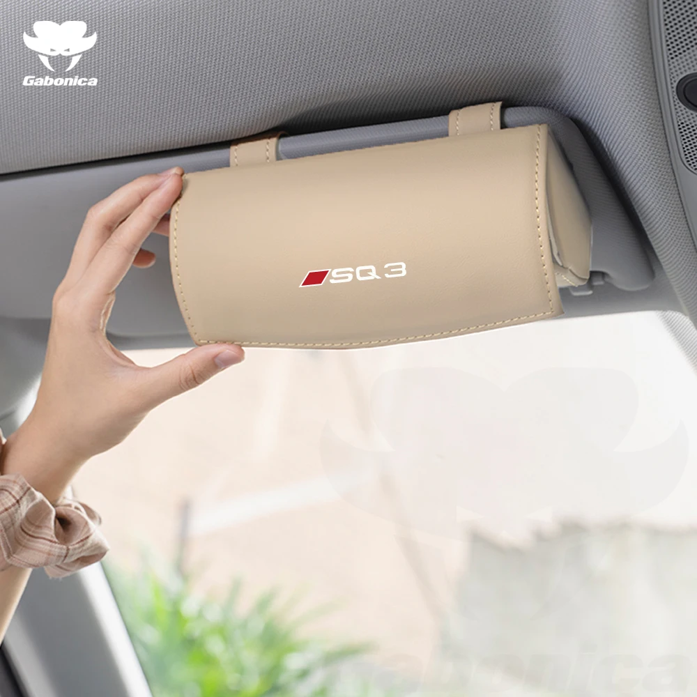 Car Sunglasses Case Sun Visor Organizer Leather Sunshade Storage Boxes Bill Card Holder For Audi Sline RS Quattro SQ3 SQ5 SQ7 images - 6