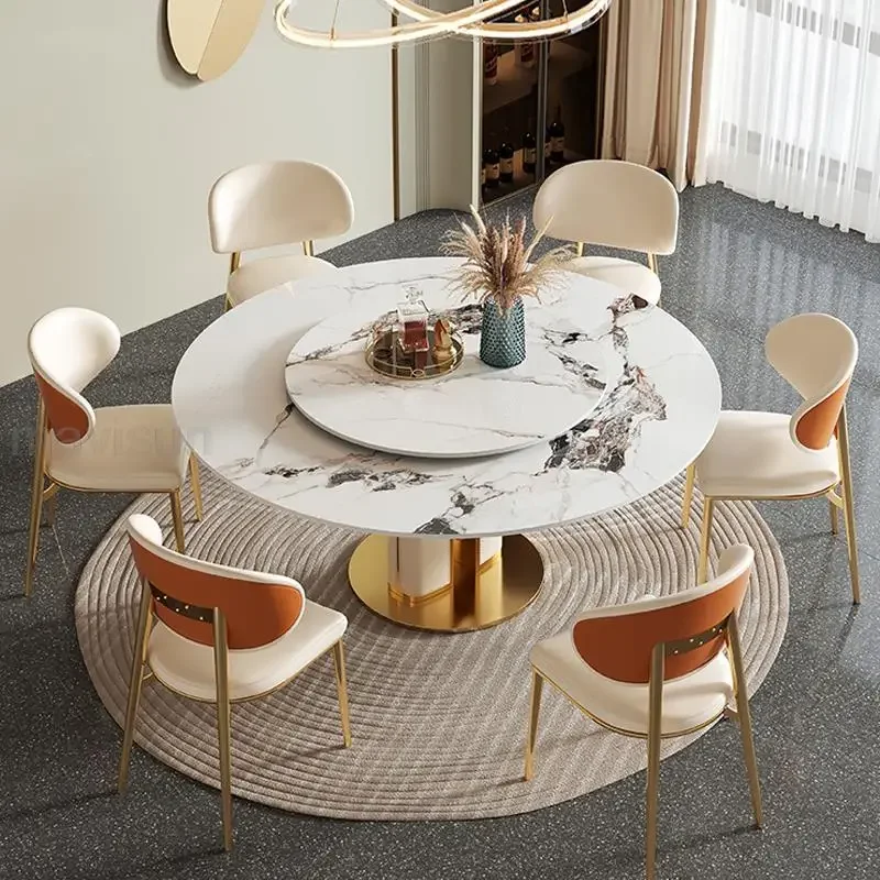 

Роскошные комплекты для столовой светильник, стол из 12 элементов с вращающимся съемным поворотным механизмом, дизайнерский кухонный стол и стулья