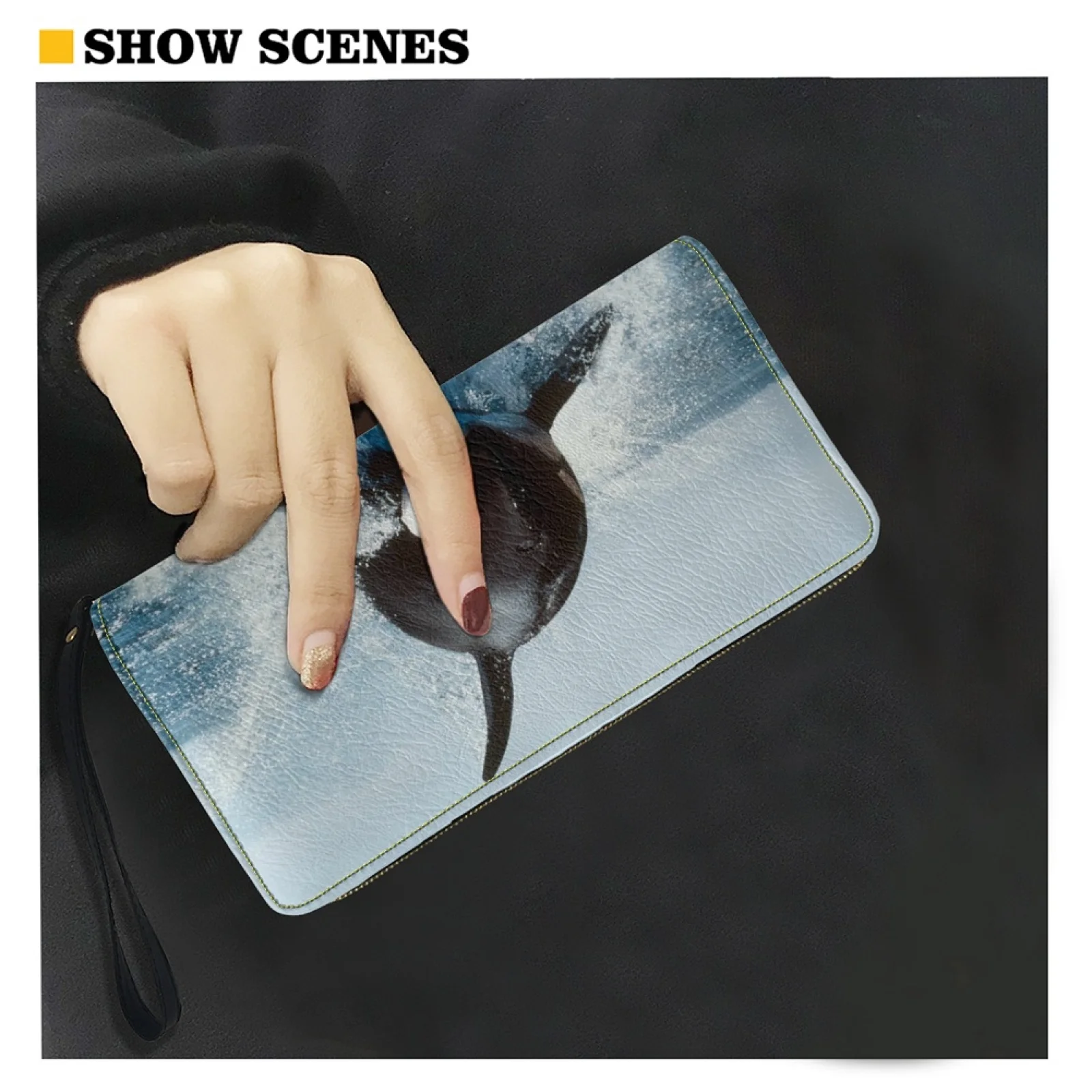 Belidome Women Clutch Zip Around Orca Wallet With Coin Pocket Credit Card Holder Purse Long PU Leather Cash Bags With Wristlet