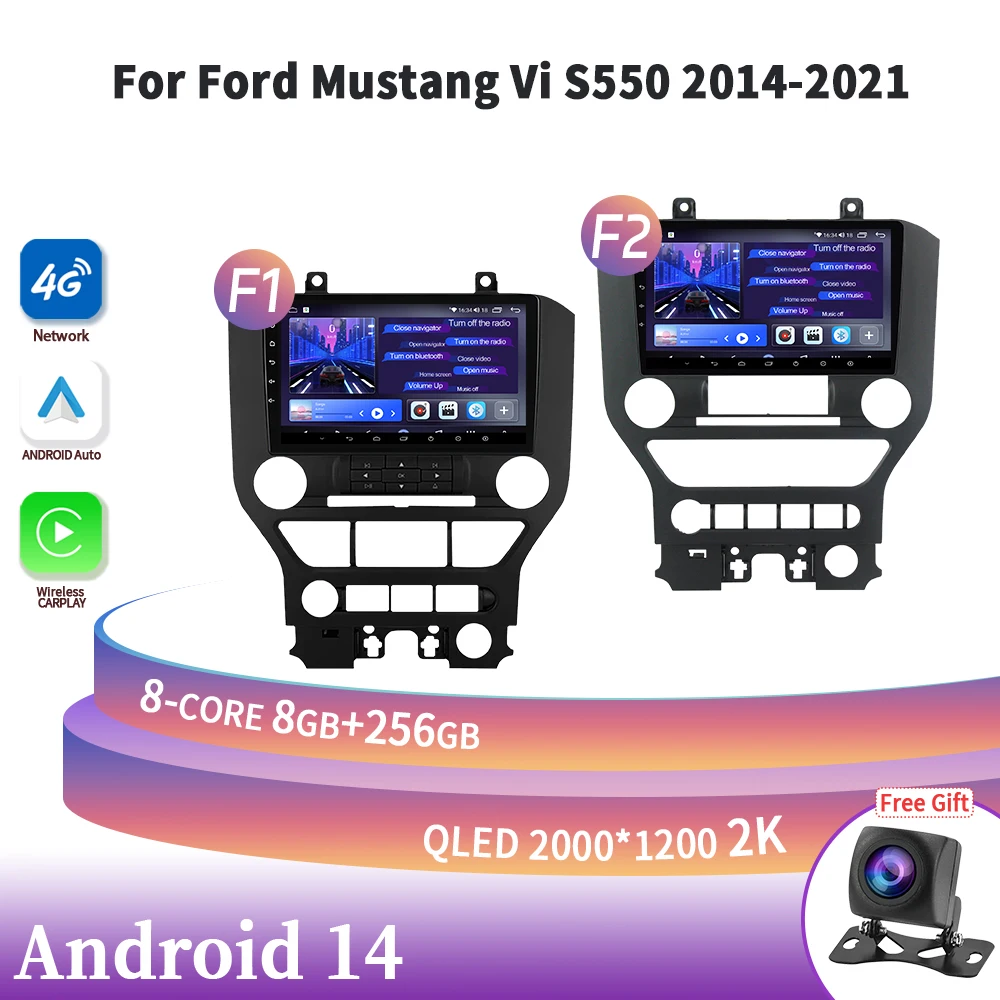 Мультимедийная система Android 14 для Ford Mustang 6 Vi S550 2014-2021 Авторадио 4G GPS автомобильный