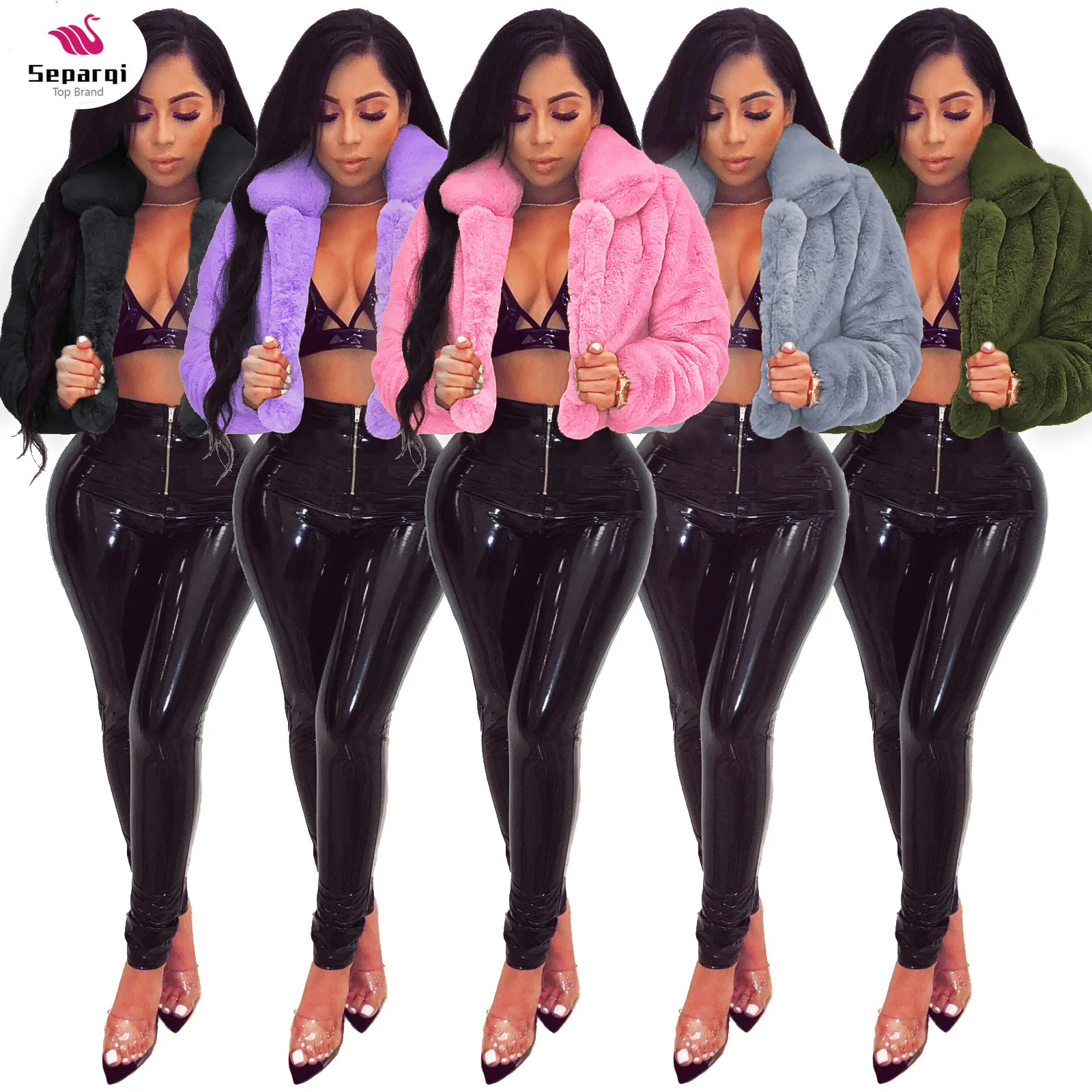 

2023 New Winter Women Faux Fur Solid Jackets Streetwear Fashion Long Sleeve Open Stitch Slim Coats